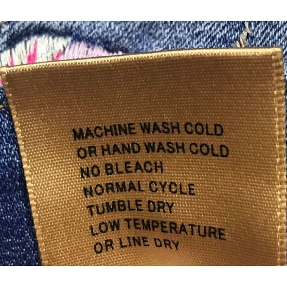 Driftwood Stef Embroidered Mini Denim Jean Raw Hem Skirt Size 24 - Picture 7 of 10